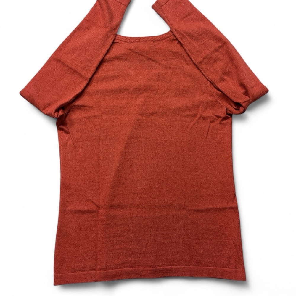 McDuff 100% Cashmere Knit Pullover V Neck Sweater, Red, Women's Size Medium - Picture 2 of 8